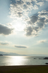 小樽祝津の浜辺の夕日02