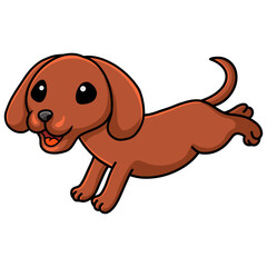 Cute dachshund dog cartoon running