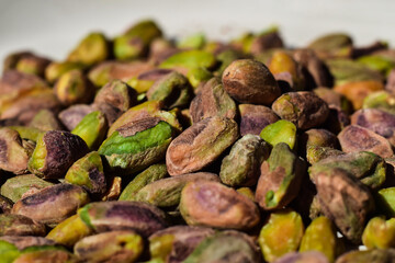 Pile of shelled pistachio nuts