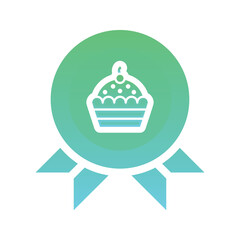 cupcake medal logo gradient design template icon element