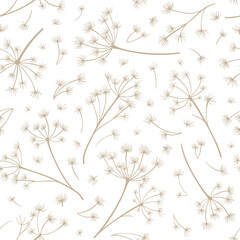 Seamless pattern with dried flowers. Natural tones.
