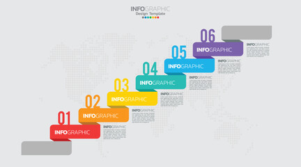 Timeline infographic vector with 6 steps can be used for workflow, layout, diagram, annual report, web design.