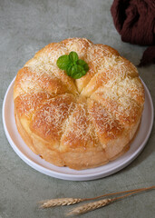 Roti telinga gajah or elephant ear bread is white milk bread shaped like ear's elephant. Selective focus.