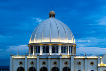 cathedral of san salvador on a cloudy day with blue sky - obrazy, fototapety, plakaty