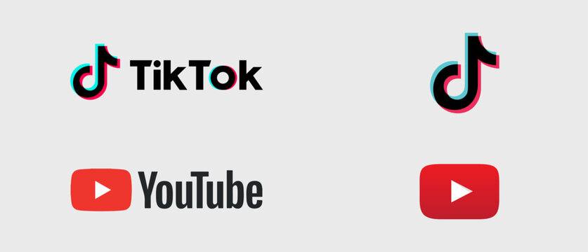 Youtube Vector Icon, Tiktok Vector Icon, Youtube, Tiktok, Logo,
