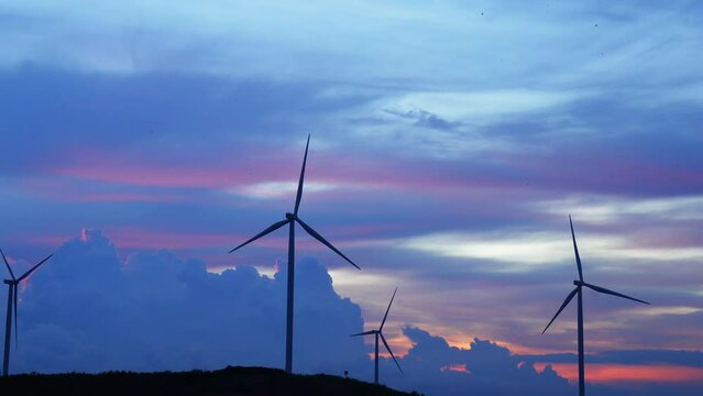 Wind turbine generator electric renewable kao kho farm, Phetchabun province, Thailand.