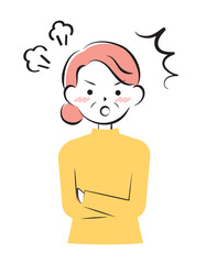 怒っている私服の高齢の女性　3c