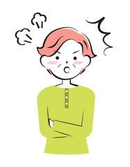 怒っている私服の高齢の女性　3c