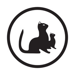 Circle two black cat animal logo 