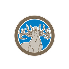 Stag Deer Roaring Circle Retro