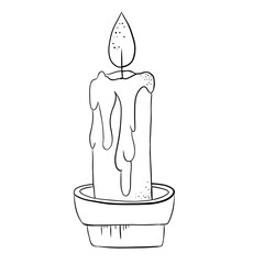 The candle on the stand, illustration in the line art style