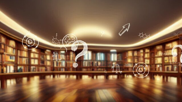 図書室と研究イメージ　科学技術