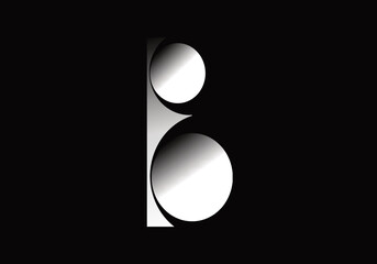 Capital letter B. of white intertwined strip on a black background. Templates for emblems, logos.