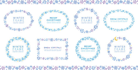 雪の結晶　イラストフレームセット