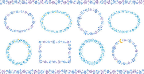 雪の結晶　イラストフレームセット