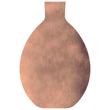 Watercolor Brown Boho Ceramic Vase. Transparent PNG Clipart