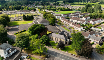 Fototapeta na wymiar Aerial photo of Second Broughshane Presbyterian Church County Antrim Northern Ireland