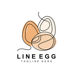 Egg logo design template. Natural Food Vector Of Egg Laying Animals. Line Art Design Logotype.