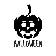 Halloween Logo for your design with hand drawn pumpkin vector illustration. This illustration can be used as a greeting card, poster or print