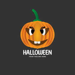 3D Halloween Logo for your design with hand drawn pumpkin vector illustration. This illustration can be used as a greeting card, poster or print