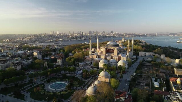 Ayasofya, Hagia Sophia Aerial View with Drone from Istanbul.