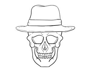 skull and hat  lineart