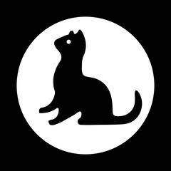 Circle black cat logo design