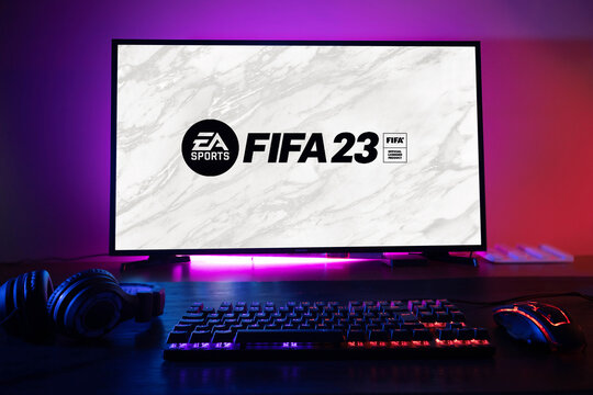 Curitiba, Paraná, Brazil - September 9, 2021: FIFA 22 game on the PC. FIFA  22 is an online multiplayer video game developed by EA Sports. Selective  focus Stock Photo