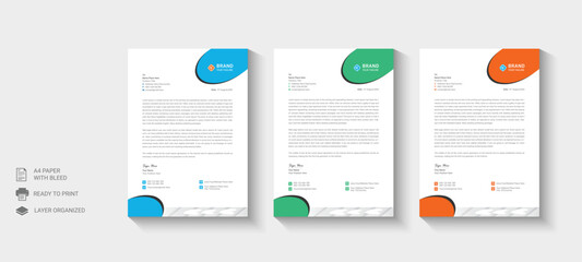 Modern business letterhead template design with three color. letter head, letterhead
