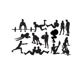 Gym Fitness Sport Activity, art vector silhouettes design