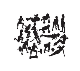 Fototapeta na wymiar Gym and Fitness Sport Activity, art vector silhouettes design