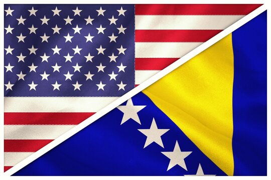 Flags of Bosnia and Herzegovina with American