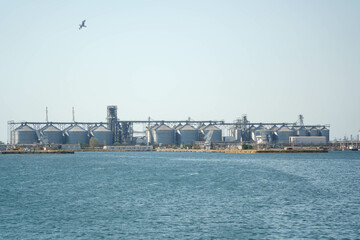 Constanta commercial port. photo in August 2022. photo during the day.