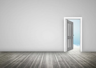 Obraz premium Open door on white wall