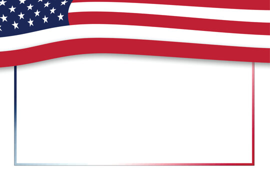 american flag top border with box cutout illustration for card presentation invitation poster