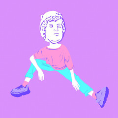 Fashion minimal illustration. Greek statue and human body. Urban casual srtyle