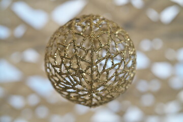 Tokyo,Japan - September 9, 2022: Isolated wooden frame ornamental sphere 
