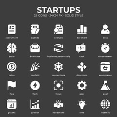 Startups icon pack with black color