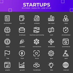 Startups icon pack with black color