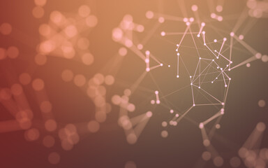 Abstract background. Molecules technology with polygonal shapes, connecting dots and lines. Connection structure. Big data visualization.