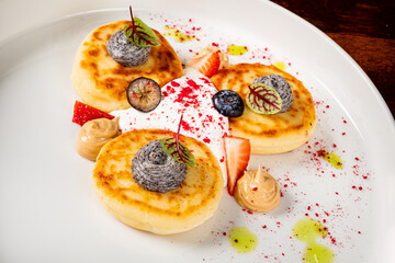 gourmet cottage cheese pancakes with sauce