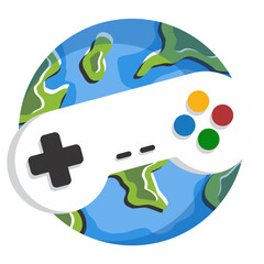 world gamer earth game console joystick controller logo