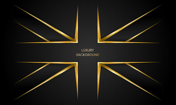 Golden Luxury British Flag On Black Background