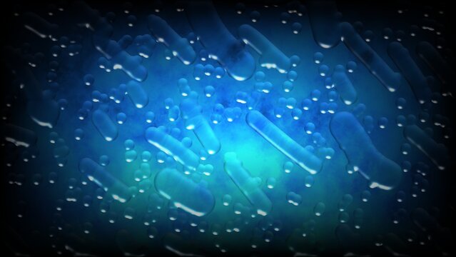 Abstract colorful frosted glass background with splash rain drops. Modern Futuristic art. Dark blue energy holographic background with cool gradients. Glowing neon background