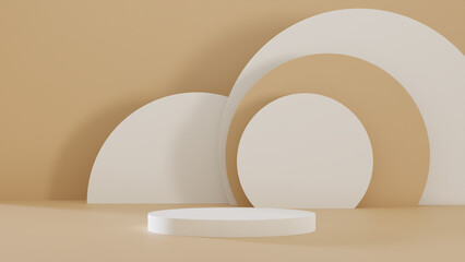Beige Beauty products Stand or podium pedestal set for Cosmetic and skincare Packaging mockup minimal design on Beige pastel background.concept cosmetic product.3d render.