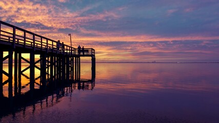 Pier on Mobile Bay at sunset in Daphne, Alabama