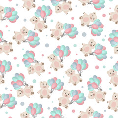 Pattern with teddy bear and balloons