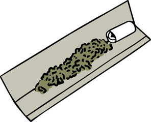 Illustration of marijuana on rolling paper