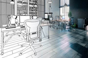 Büro für Bauplanung und Architektur als Entwurf - 3D Visualisierung