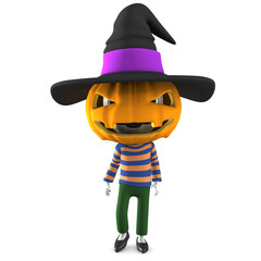 Jack O Lantern halloween pumpkin, 3D illustration 